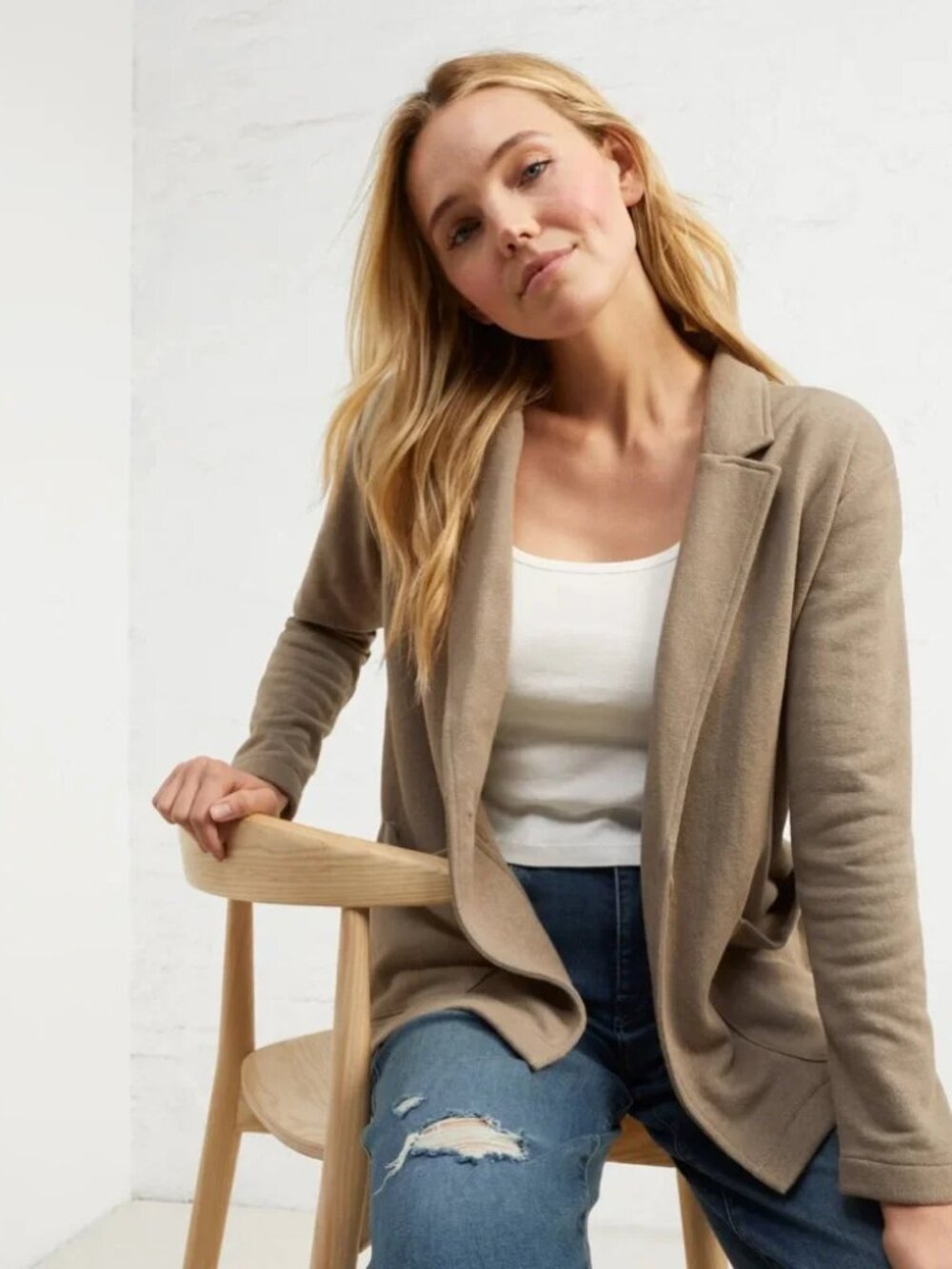 UpWest Hemp Blend Fleece Lined Soft Cozy Sweatshirt Blazer Ash Brown Sz. S